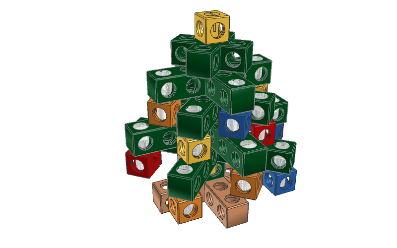 Render of the Christmas version of the tree built from the BitBeam construction set.