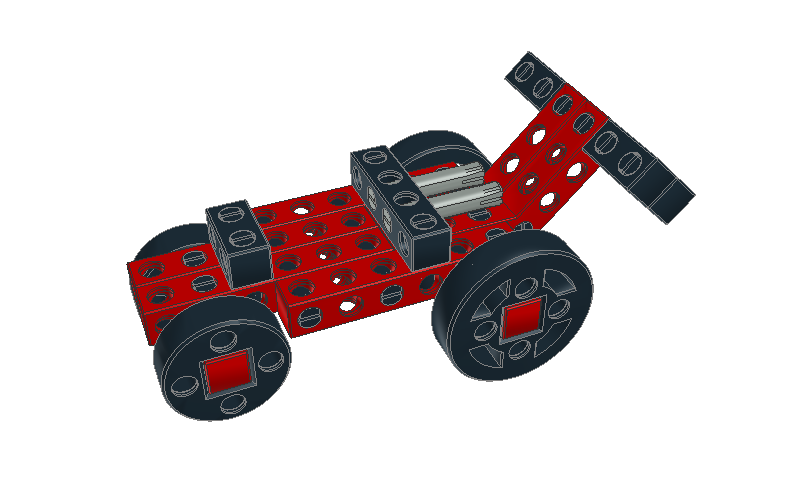 Renderovaný obrázek sestavené závodní formule MINI ze stavebnice BitBeam.