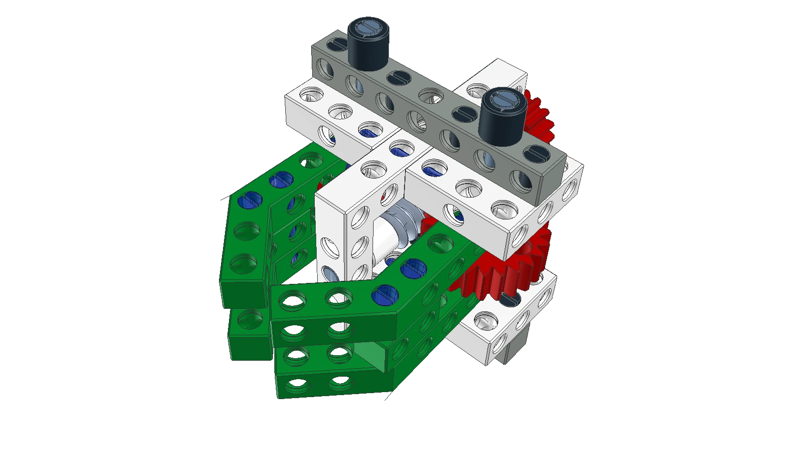 Rendered image of the assembled BitBeam Mechanical Gripper.