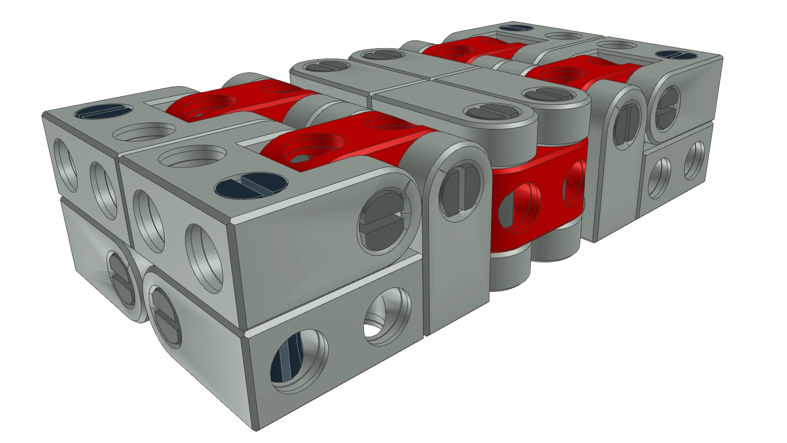 Renderovaný obrázek sestaveného nekonečné kostky ze stavebnice BitBeam.