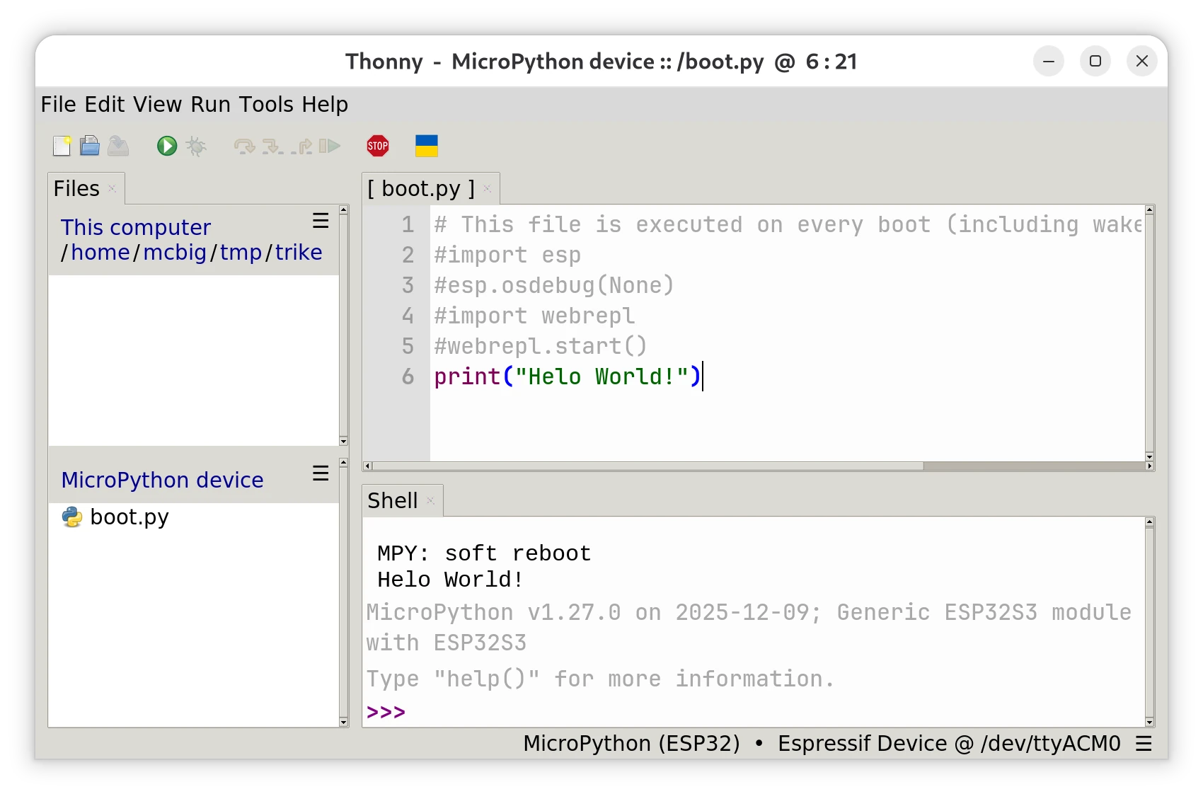 Screenshot of Thonny editor